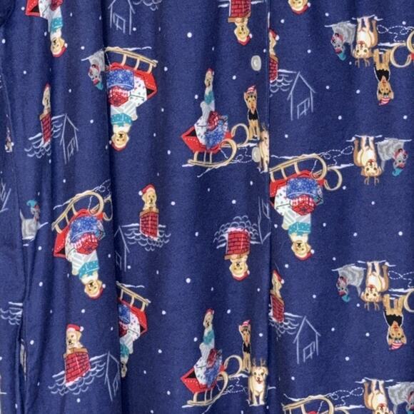 Lanz of Salzburg Women's XL Sleigh Puppies Flannel Nightgown Christmas Holiday - Picture 10 of 10
